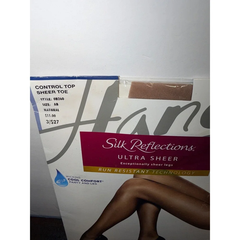 Hanes Silk Reflections Ultra Sheer Control Top Pantyhose 0B260 Natural‎ Sz AB